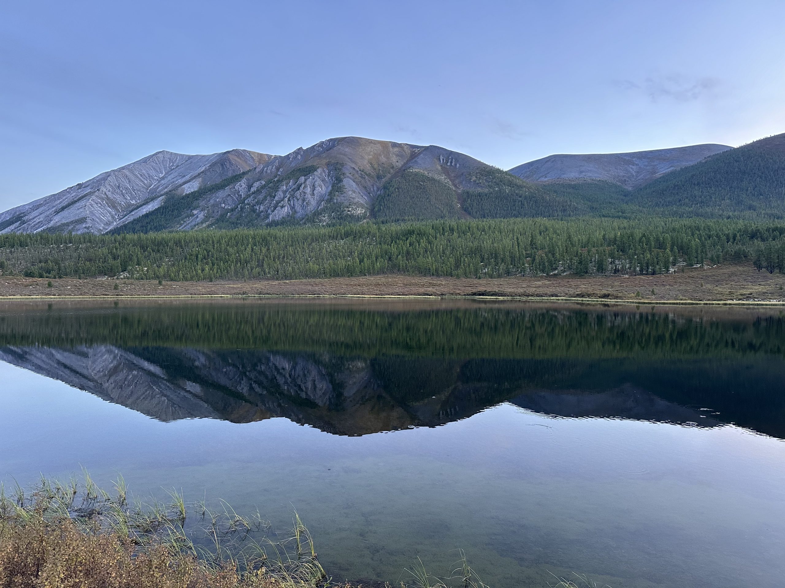 Mountain reflections on the river