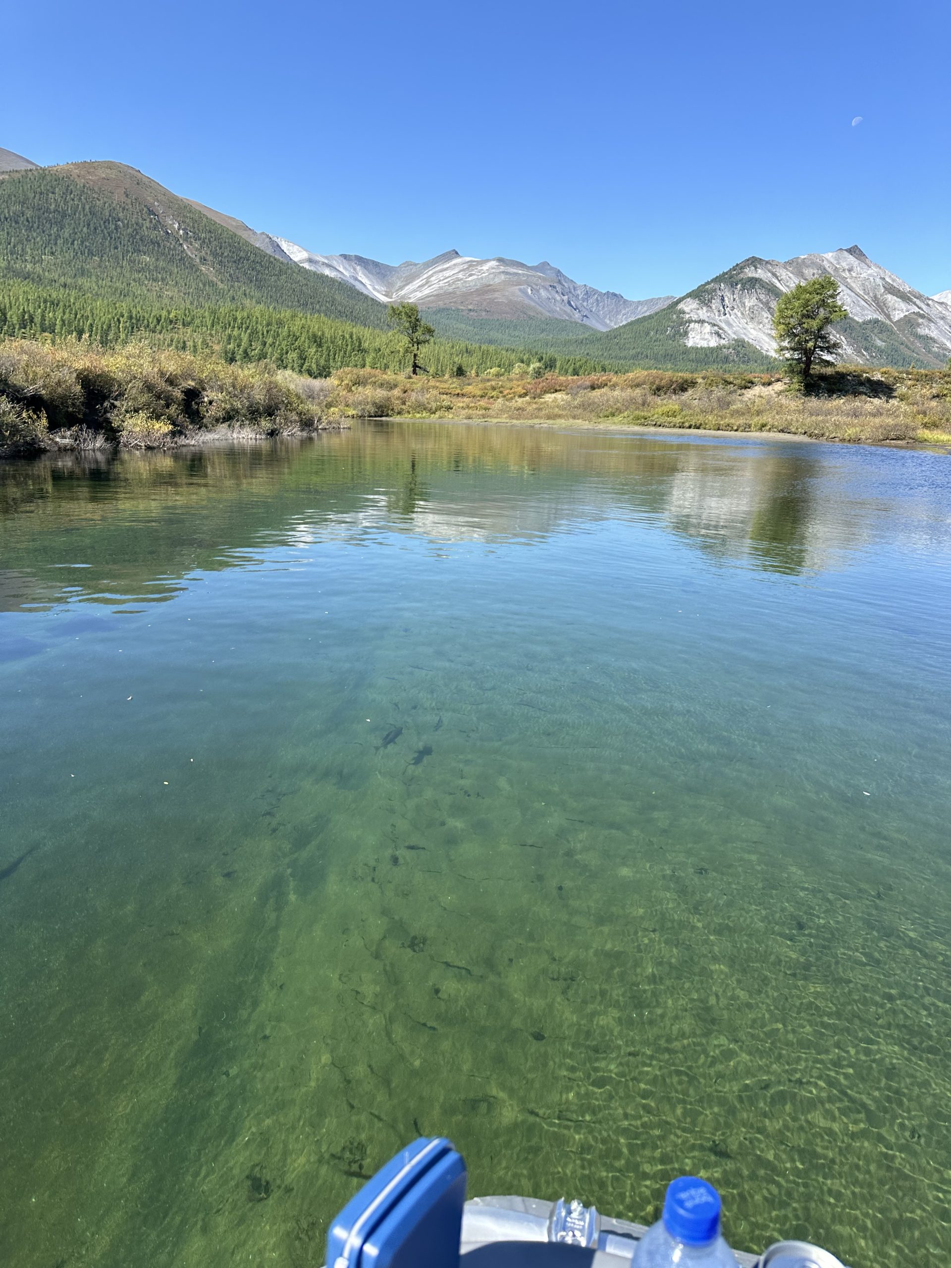 Clear mountain river on the rafting route