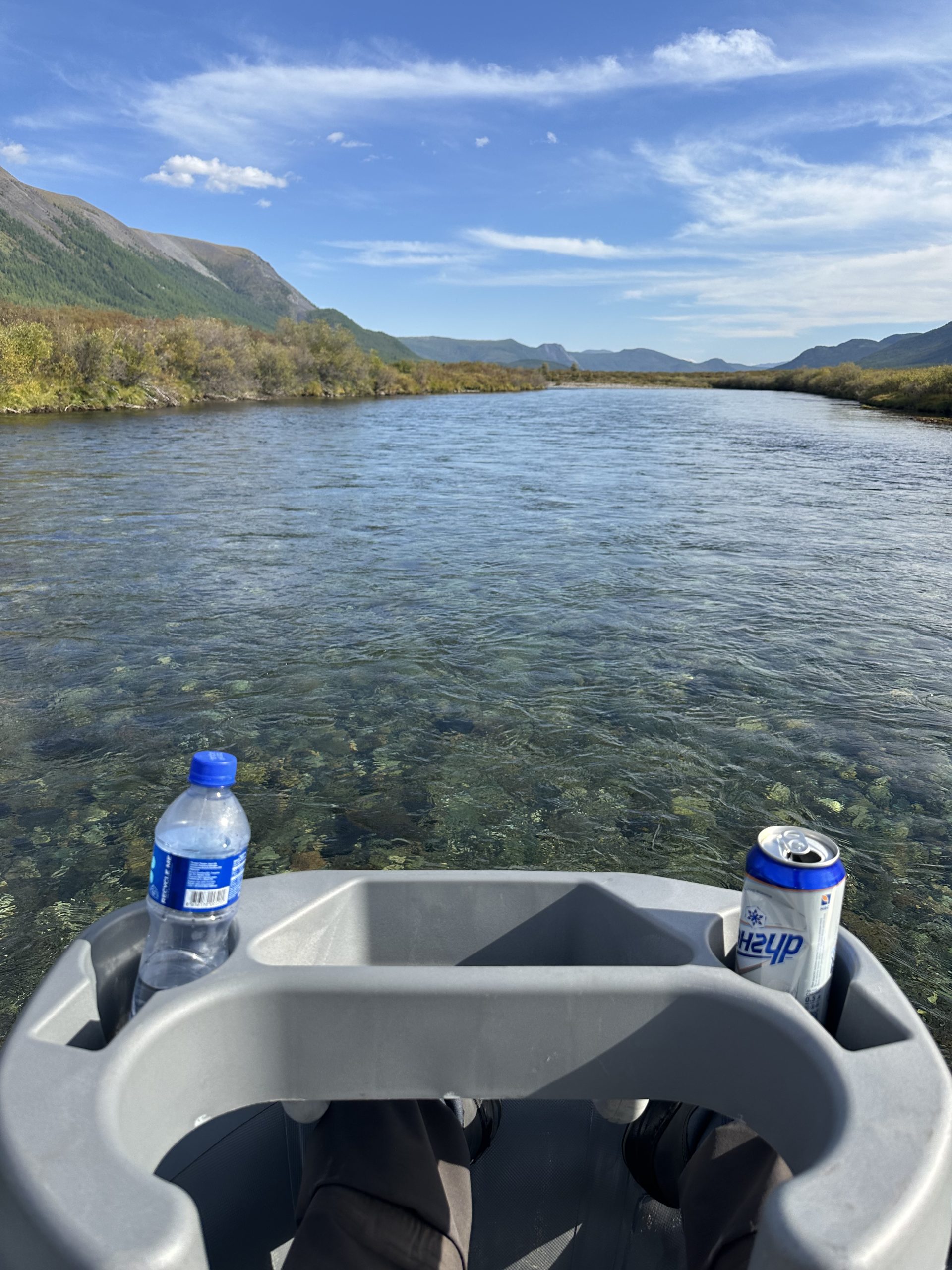 Clear river viewed from a raft