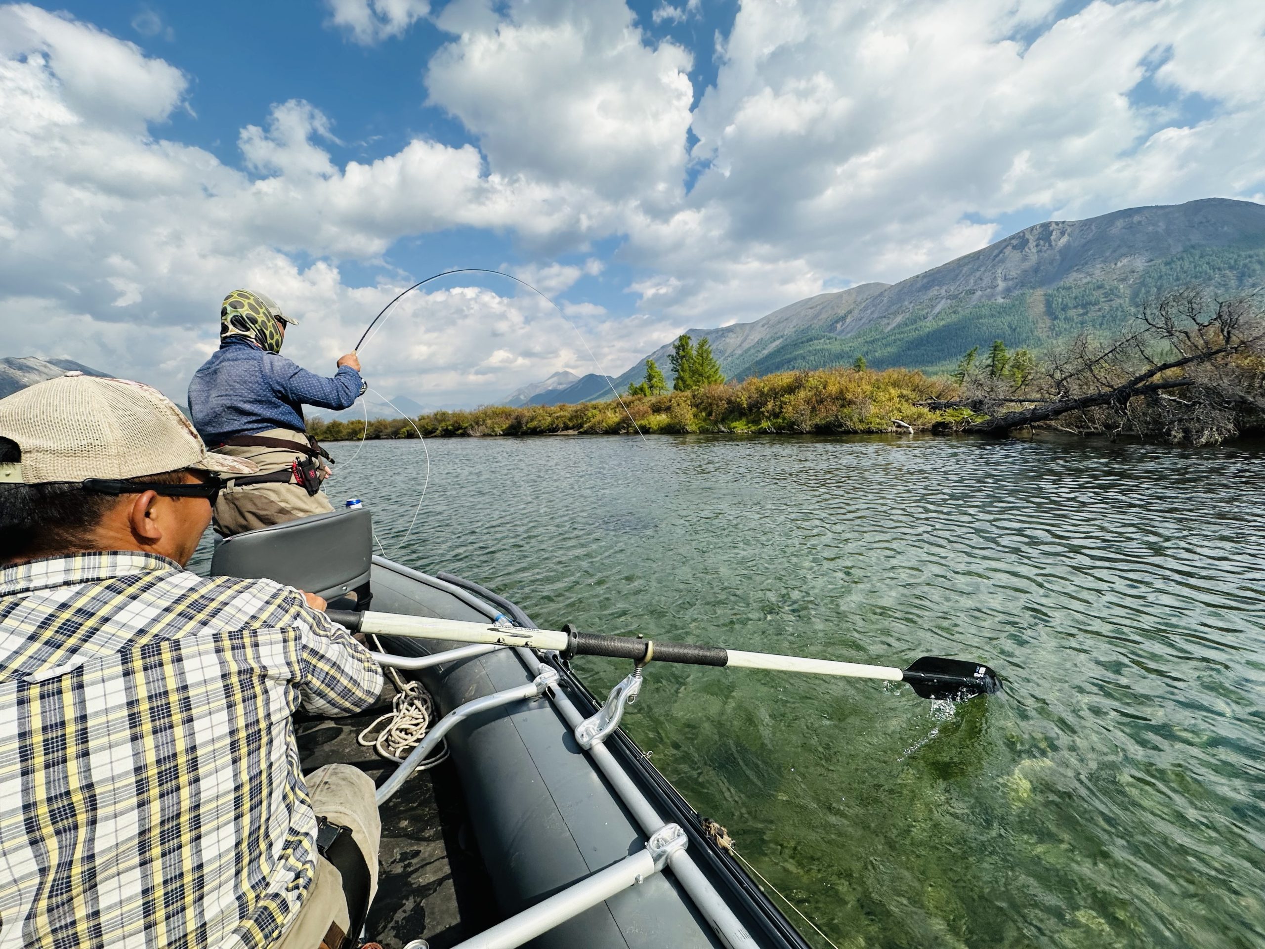 Fly fishing from a raft
